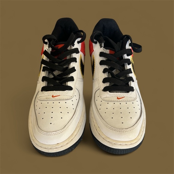 Nike Air Force 1 Low Red Yellow Black Sneakers - Picture 2 of 2